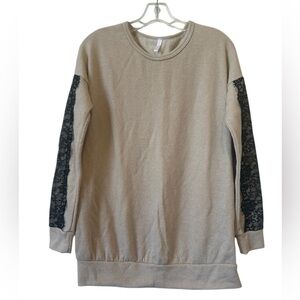 Pink Blush Beige Lace Sleeve Maternity Sweatshirt Top Size Small